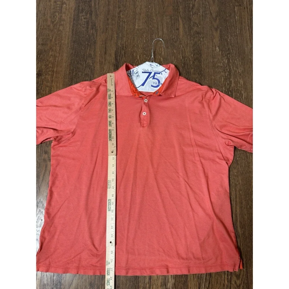Tommy Bahama Mens XXL Polo Shirt Orange Coral Short Sleeve Marlin Logo Golf 2XL